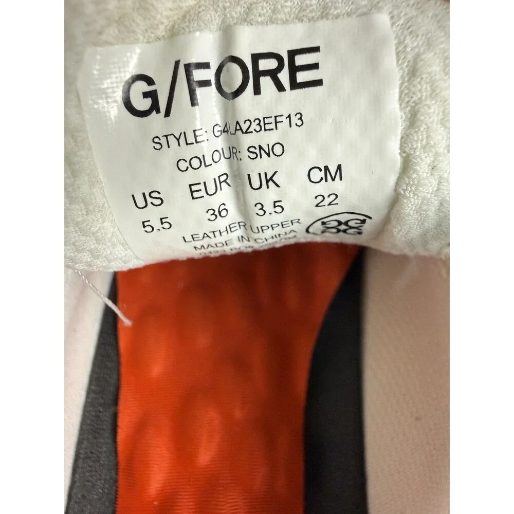 G/FORE G.112 Women’s Leather Saddle‑Stripe Golf Shoes–White/Navy/Red–Sz 5.5 New